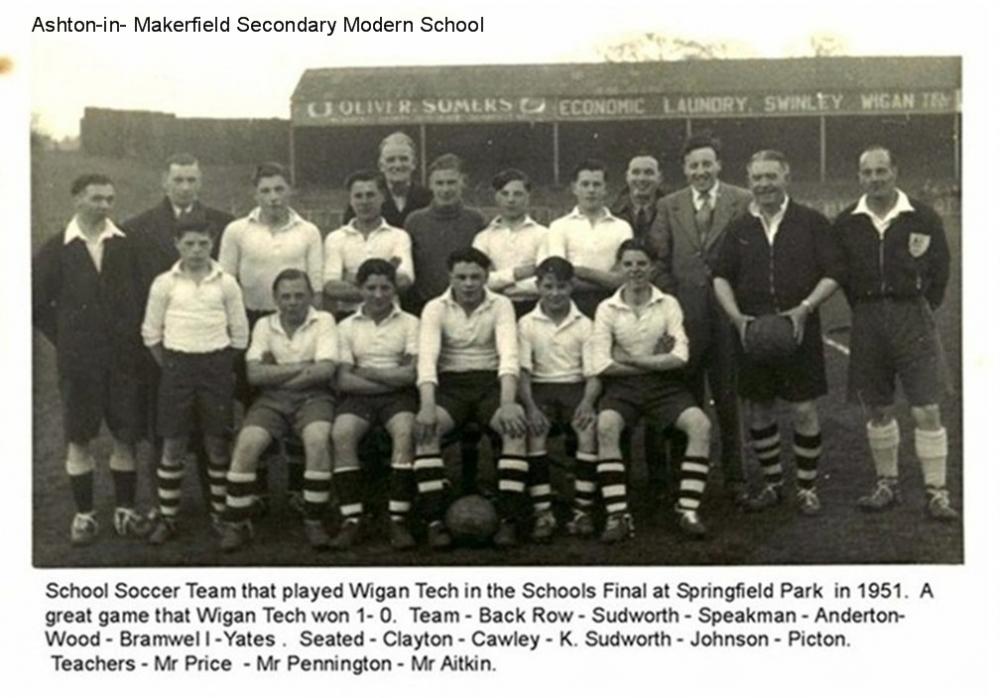 Ashton in Makerfield Secondary School Soccer Team  1951