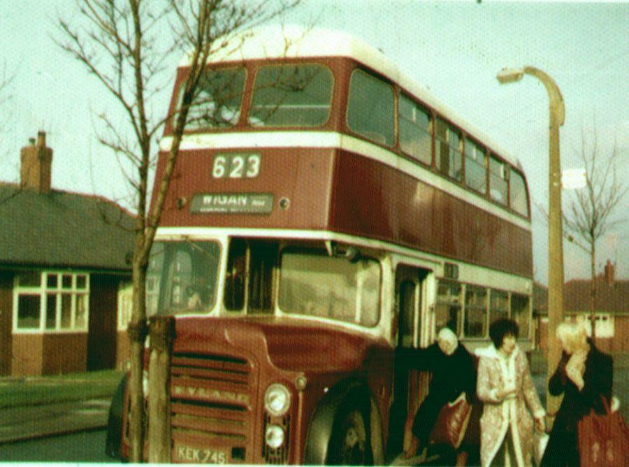 Bus on Broom Road, Worsley Hall, Pemberton, early 70s?