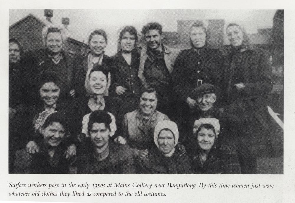 pit brow girls at mains colliery near bamfurlong