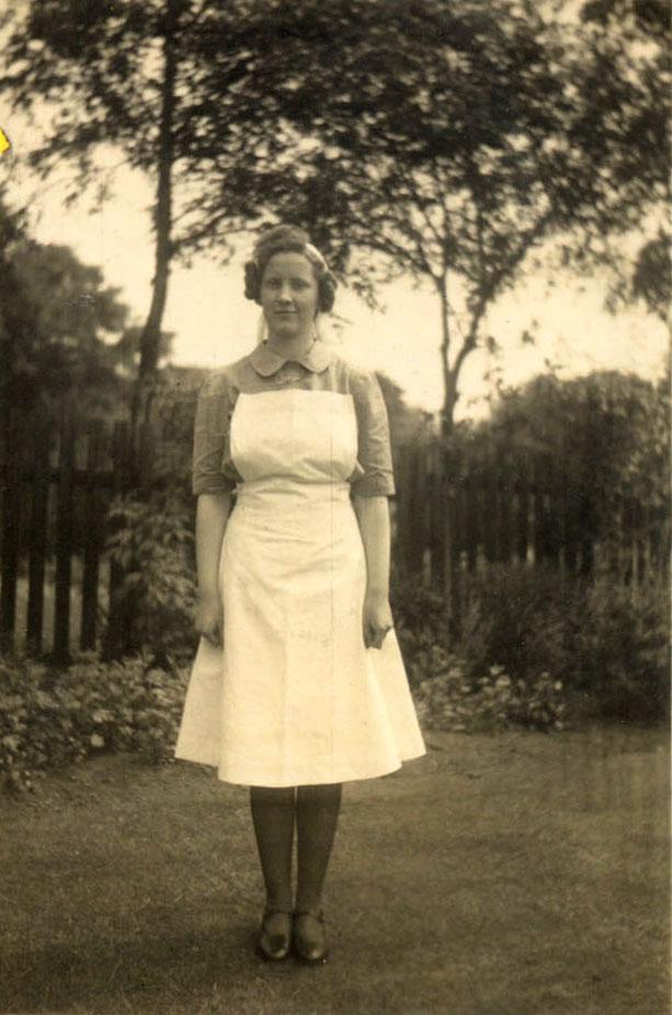 1941 Joyce Hampson in British Red Cross nurse's uniform