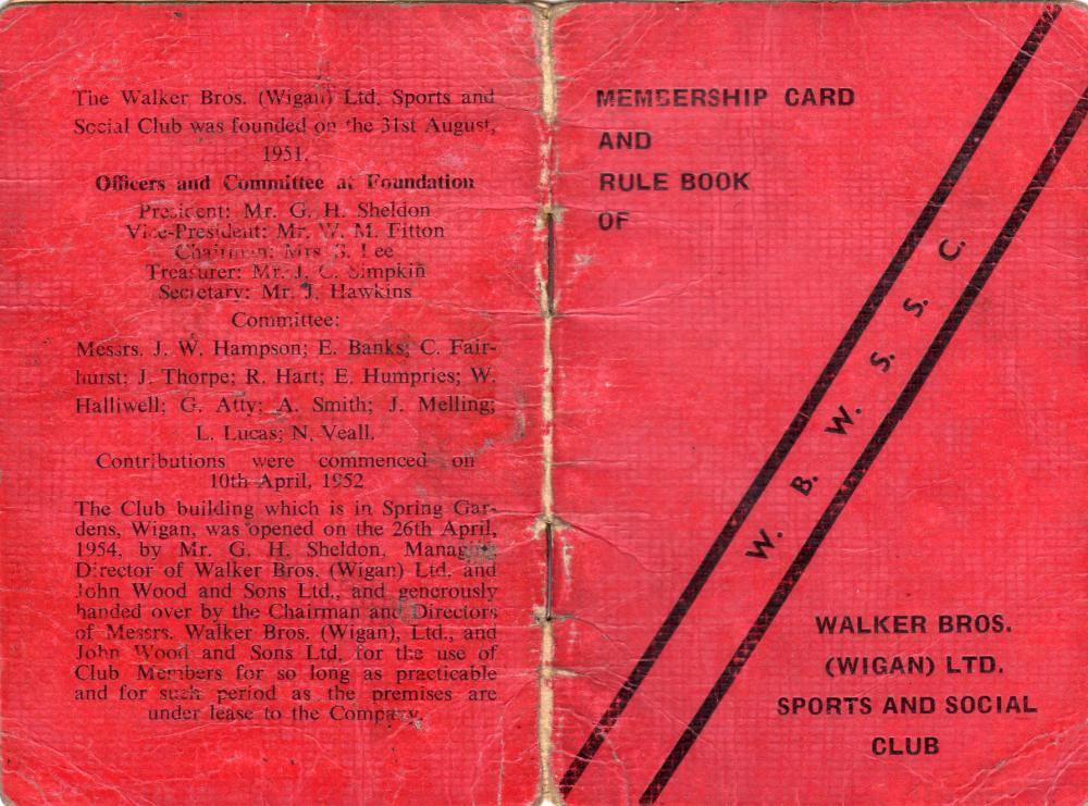Walker Bros Social Club Card
