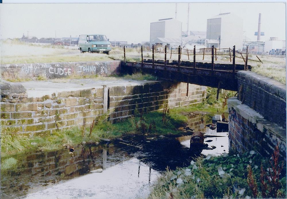 Remains of the Haigh Foundry Rail Bridge at Spike Island Widnes-1981