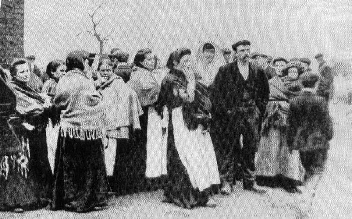 Wives and family wait for news at the Maypole Colliery disaster, August 18th, 1908.