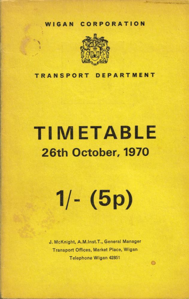 Wigan Corporation Transport Timetable Cover