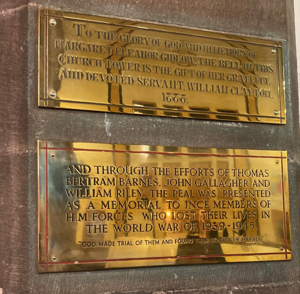 WW2 Memorial plaque inside the church