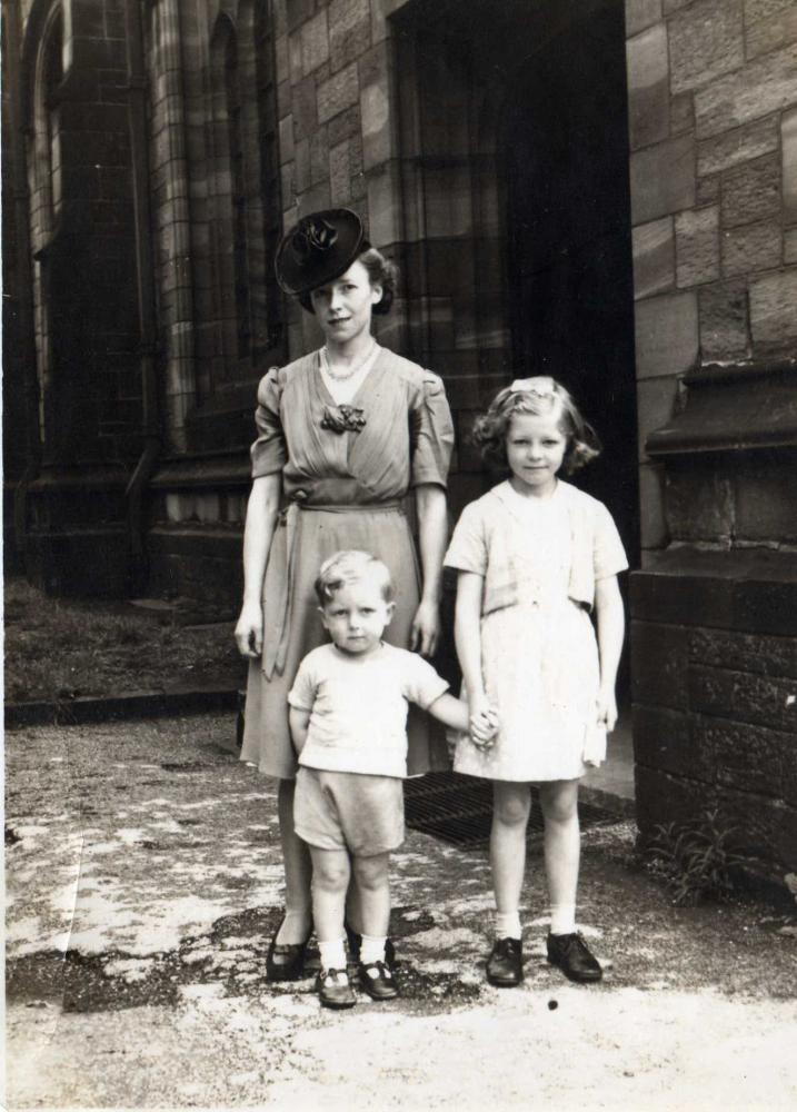 Me My Mother and Sister at a wedding 1947 St'oswalds Churh