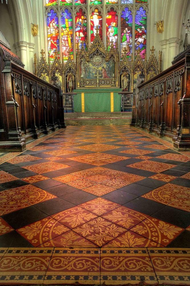 Minton floor tiles - Chancel looking east