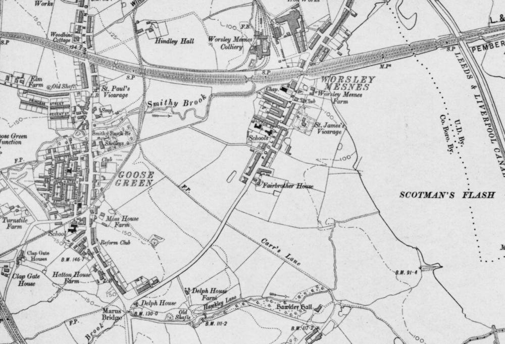 Hawkley Hall on old map