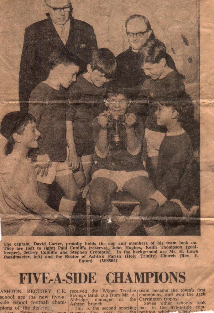 rectory c of e school winners of the 5 a side comp 1968