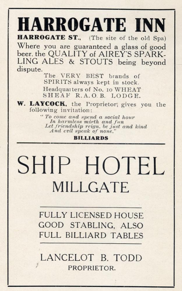 Advert for Harrogate Inn and Ship Hotel c.1914