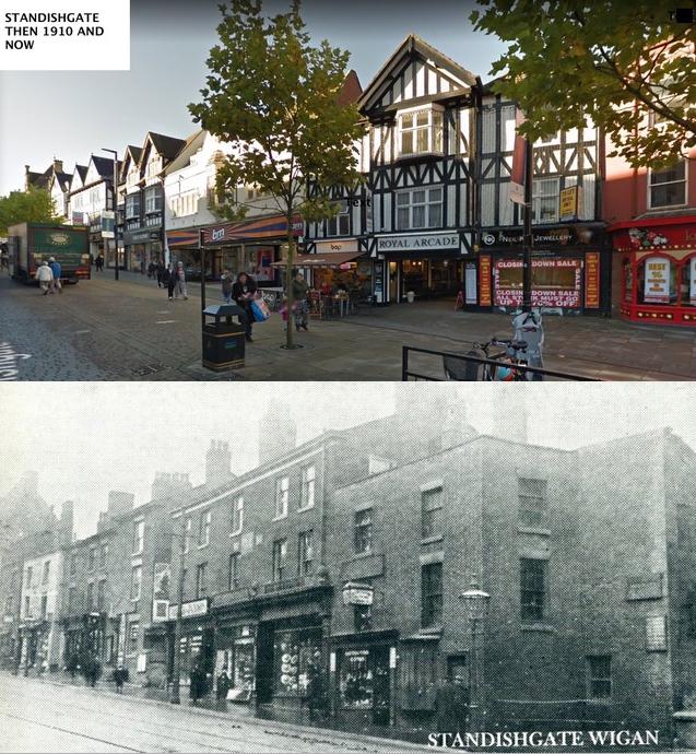 Standishgate 1910 - comparison with "now".