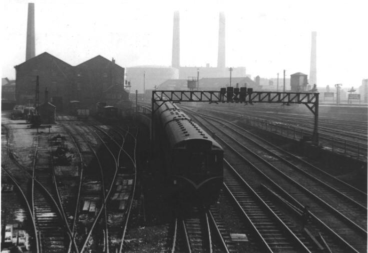 View from North West Station footpath bridge, 1963.
