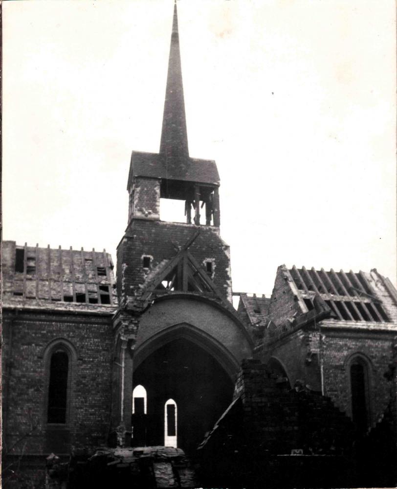 During demolition looking east