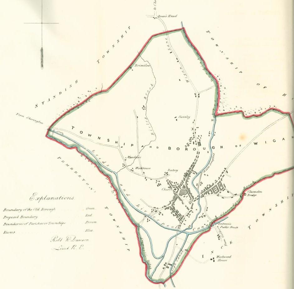 1832 Wigan Boundary Map
