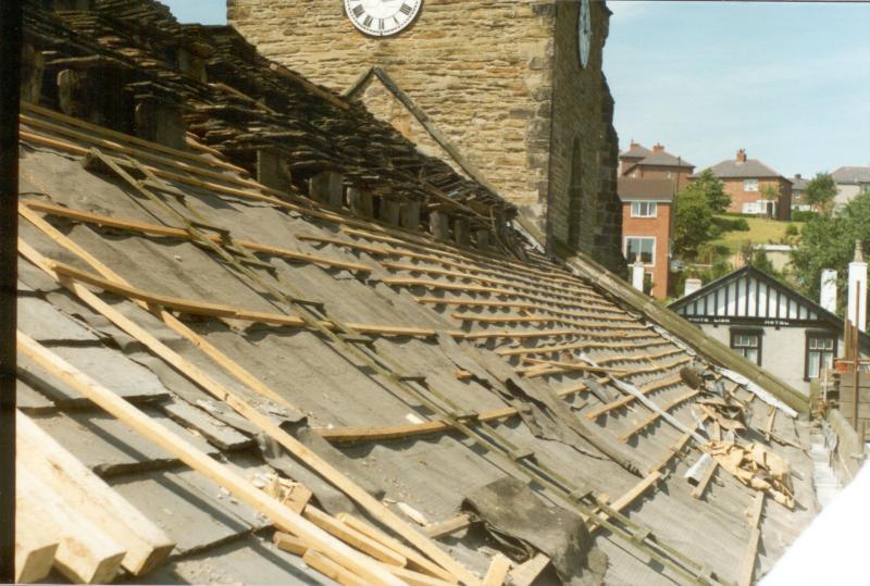 Repair to St Thomas The Martyr Church roof, 1980s.
