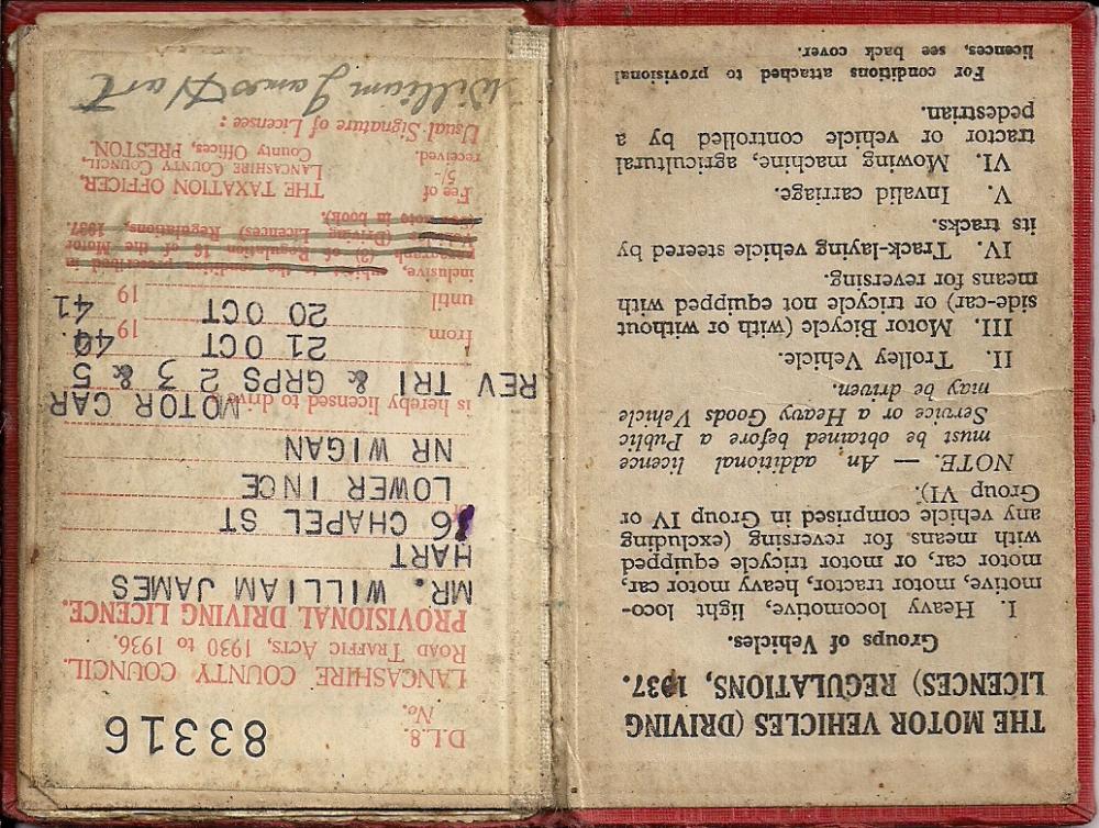 Dads Driving Licence 1940 - 49