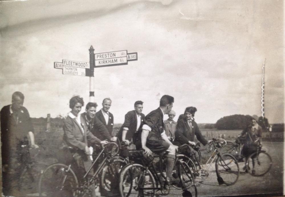 A group of cyclists on the Fylde in 1930
