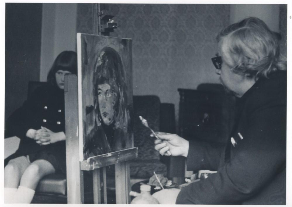 L .Isherwood painting girl. 1975