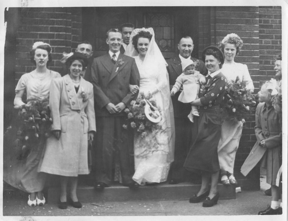 My mum and dad's wedding, Sacred Heart Church, April 1950.