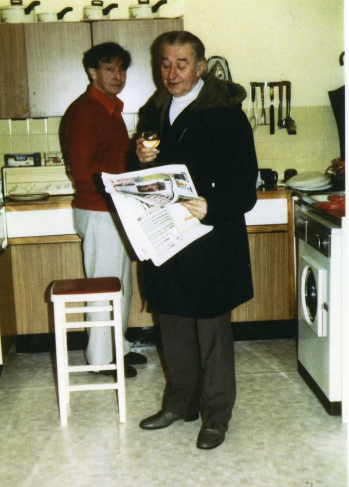 Uncle Bill and my Dad in the Kitchen