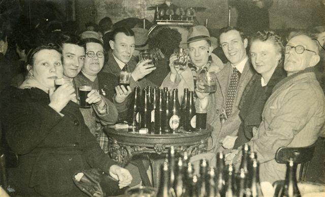 Catherine Prior in pub with friends, late 1940s.