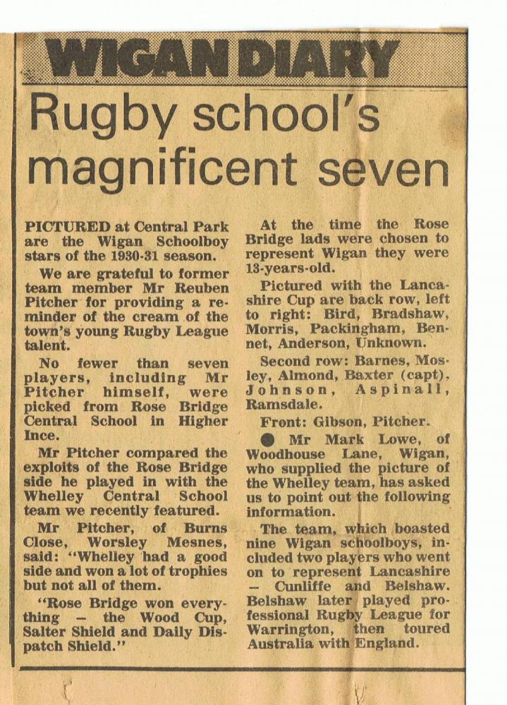 Newspaper cutting about  Rugby photo