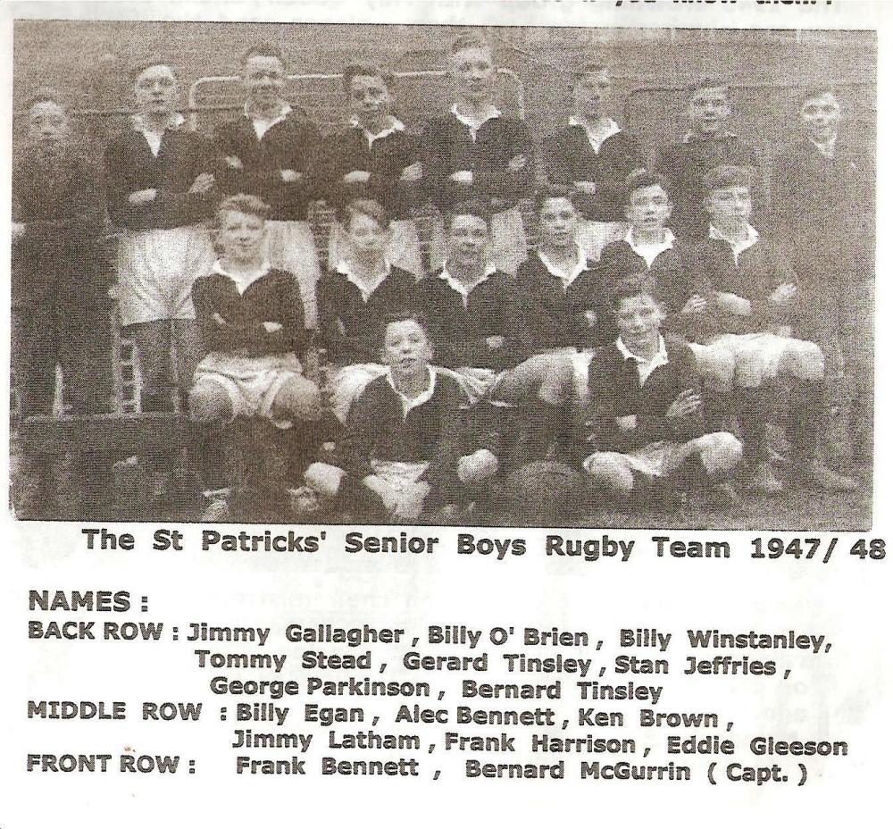 St Patrick's !947/48 schoolboy rugby team