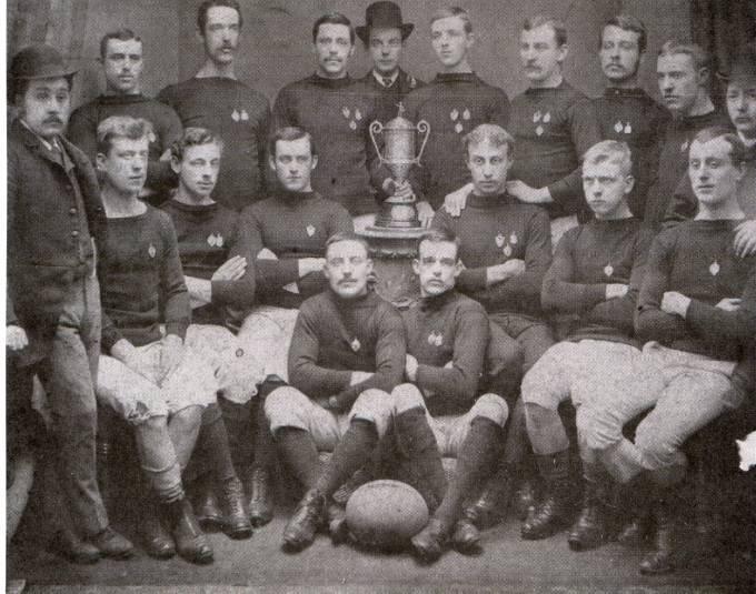 Wigan rugby team winners of the West Lancashire Cup 1884-85 season.