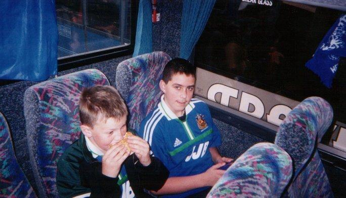 Liam & Dan on the coach to wembley.