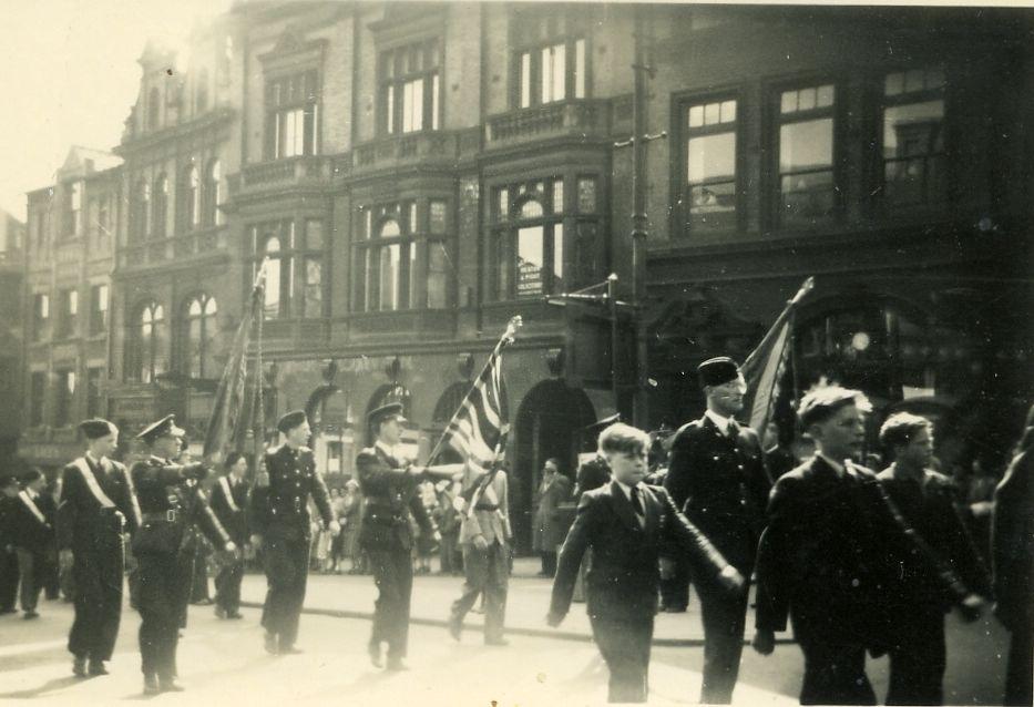 Wigan Battalion March Past, the salute being taken outside Wigan General Post Office.