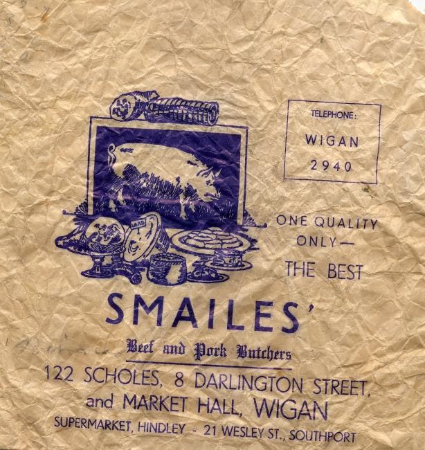 SMAILES BUTCHERS Brown Paper bag c. 1960's