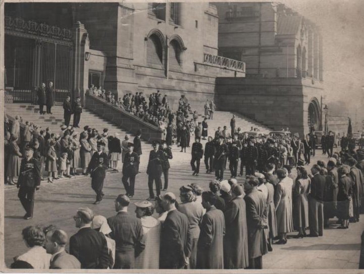 Wigan Battalion outside Liverpool Cathedral