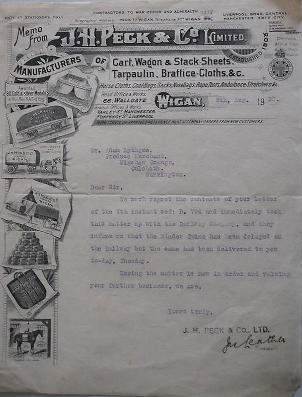 J.H.Peck letter 1933
