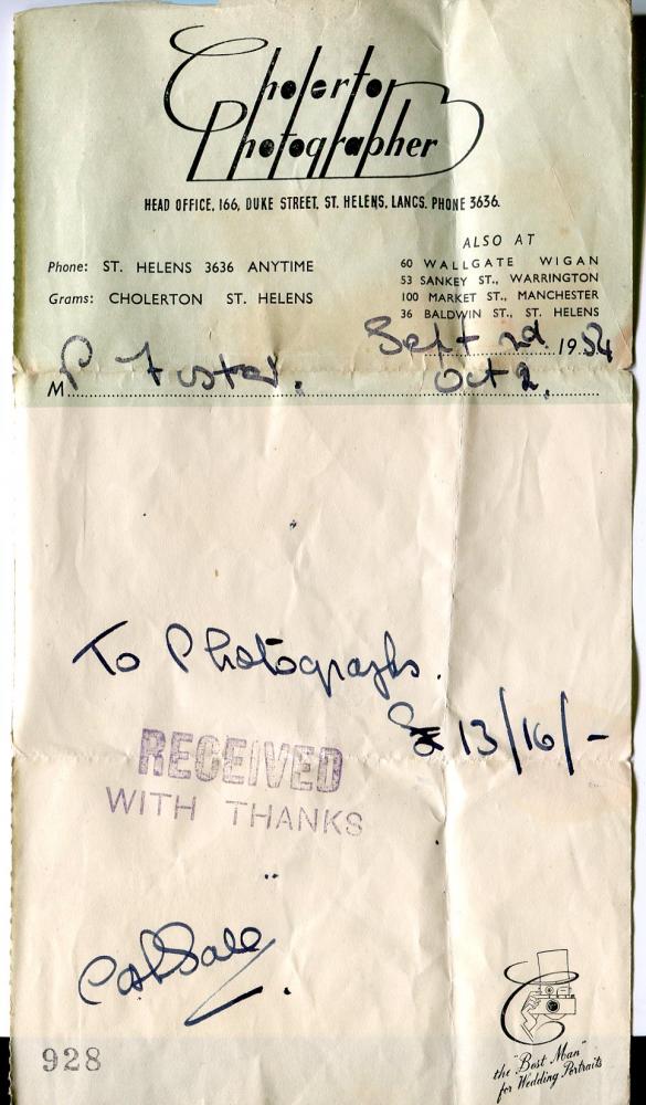 wedding album invoice 1954
