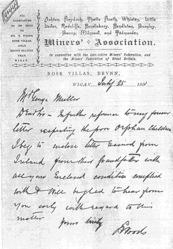 Letter from the Miners Association based at Bryn in the late 1800's.