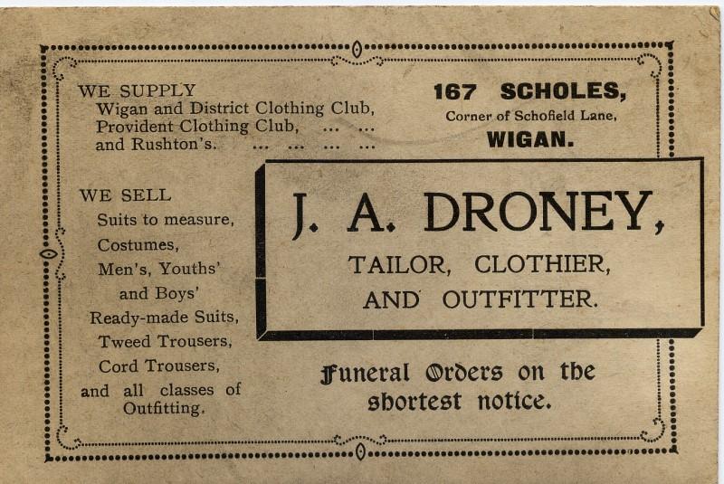 Trade Card J.A.Droney ( Scholes)