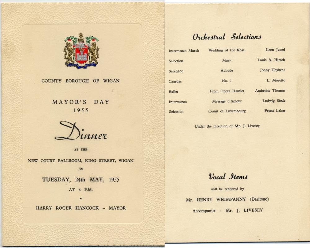 Mayor's Day Dinner Menu 1955