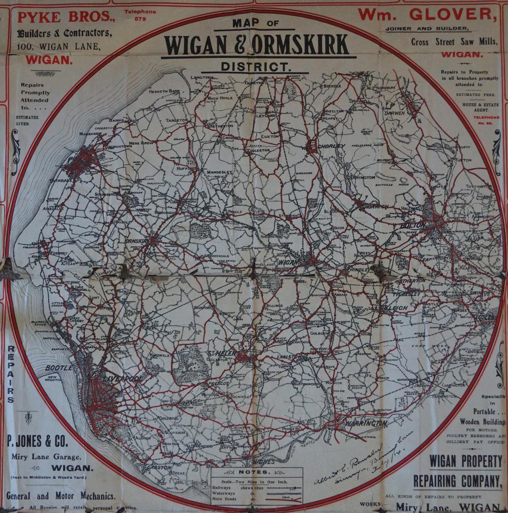 1914 Wigan & Ormskirk Map, detail