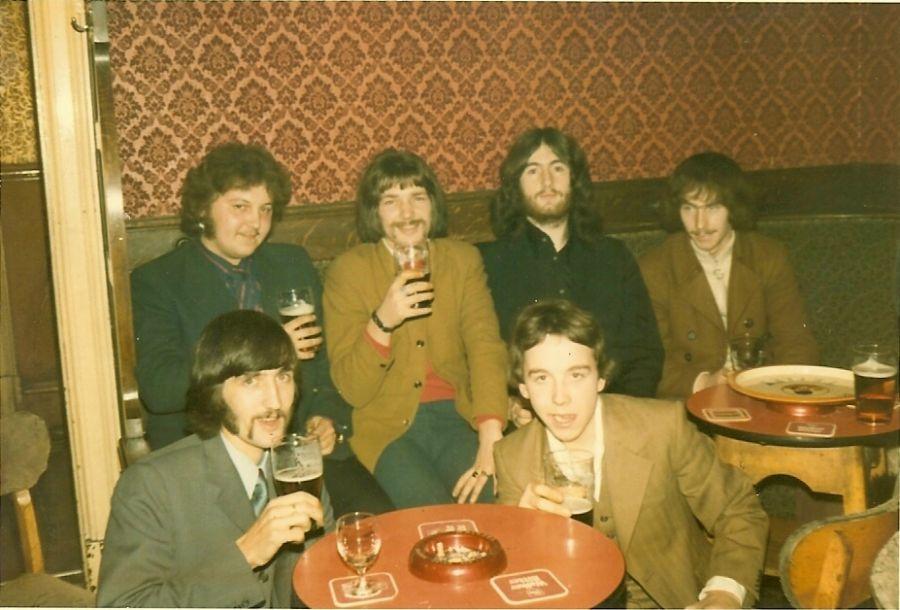 Some old friends and myself having a few jars in The Clarence Hotel on Wallgate, 1972.