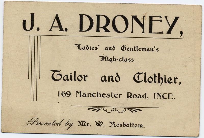 Trade Card J.A.Droney