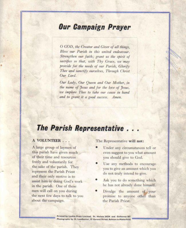 Our Campaign Prayer & The Parish Representative.