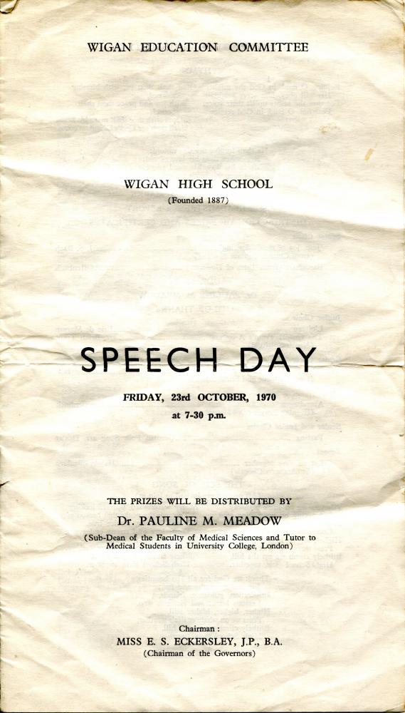1970s speech day programme