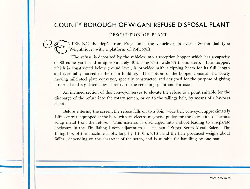 Description of Wigan refuse disposal plant