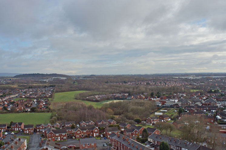 View from St. Catharines Church Spire, Scholes, Feb 2013.