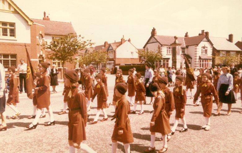 Brownies on Wigan Lane, c1978. Brownies on Wigan Lane, c1978.