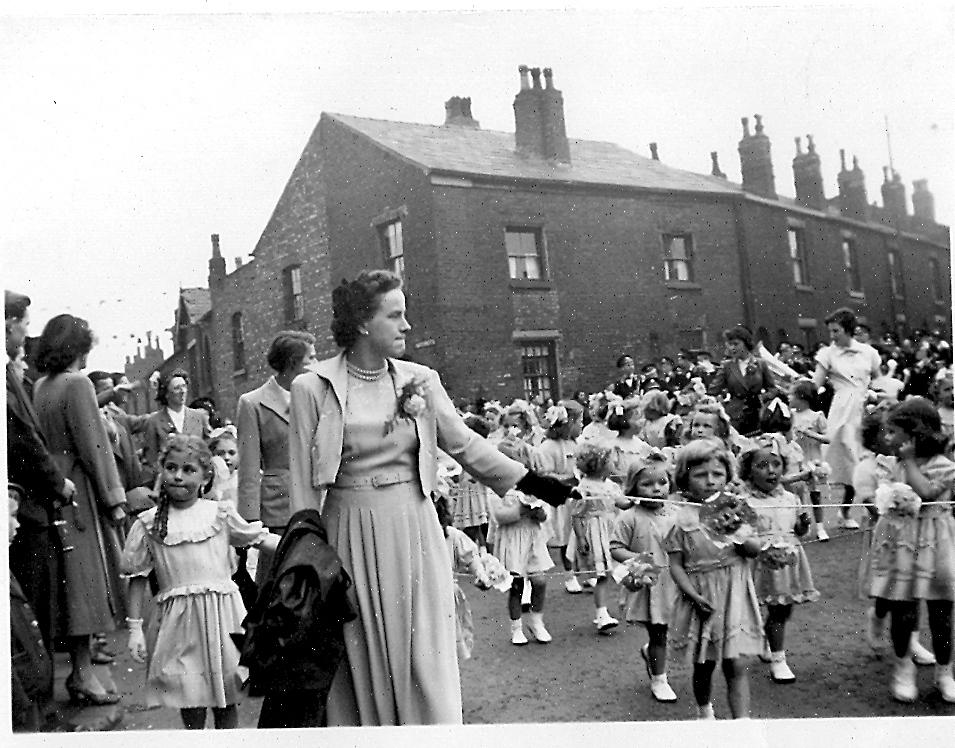 St Catharine's Walking Day circa 1951 I think taken in Scholefield Lane and junction with Birkett Bank