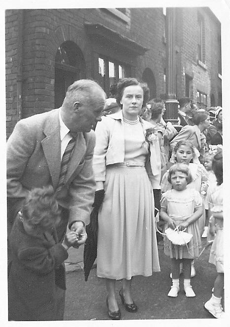 Mum with Christine Hawthorne St Catharine's Walking Day circa 1951 