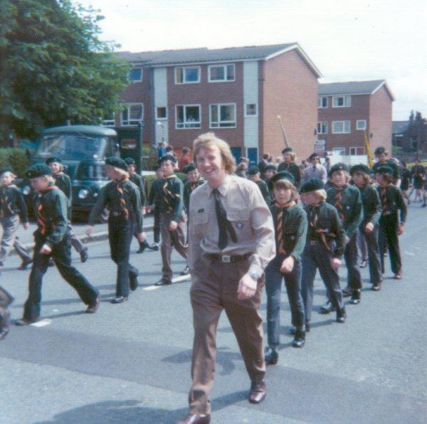 Cub Scouts walking along Earl Street, c1975.