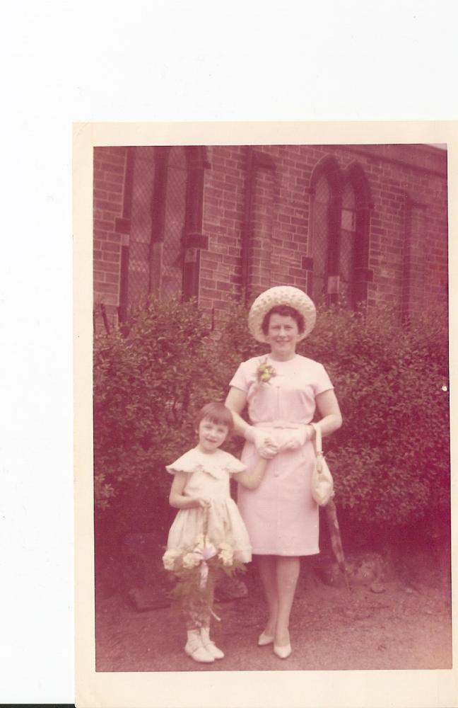 Mum Doreen Hankin with Lorraine Kennedy St Catharine's Walking Day early 1960s