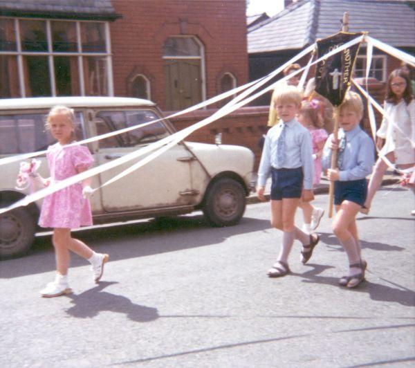 Sunday School walk, c1973. Sunday School walk, c1973.